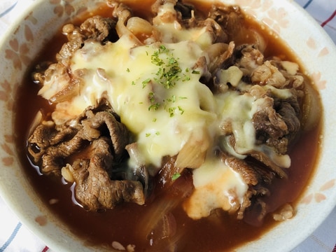 牛丼の残りリメイク♪トマト煮込み風